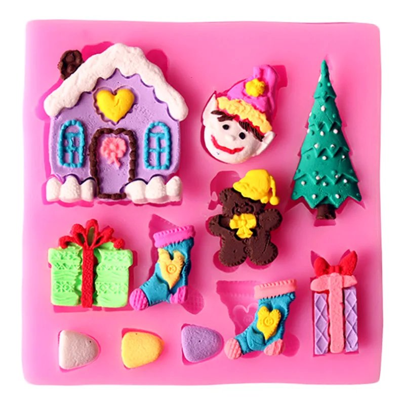 

Christmas Gift Tree House Cake Tools Decorating Silicone Mould Cupcake Cake Design Ferramentas Decotation Cake Tools SK029846