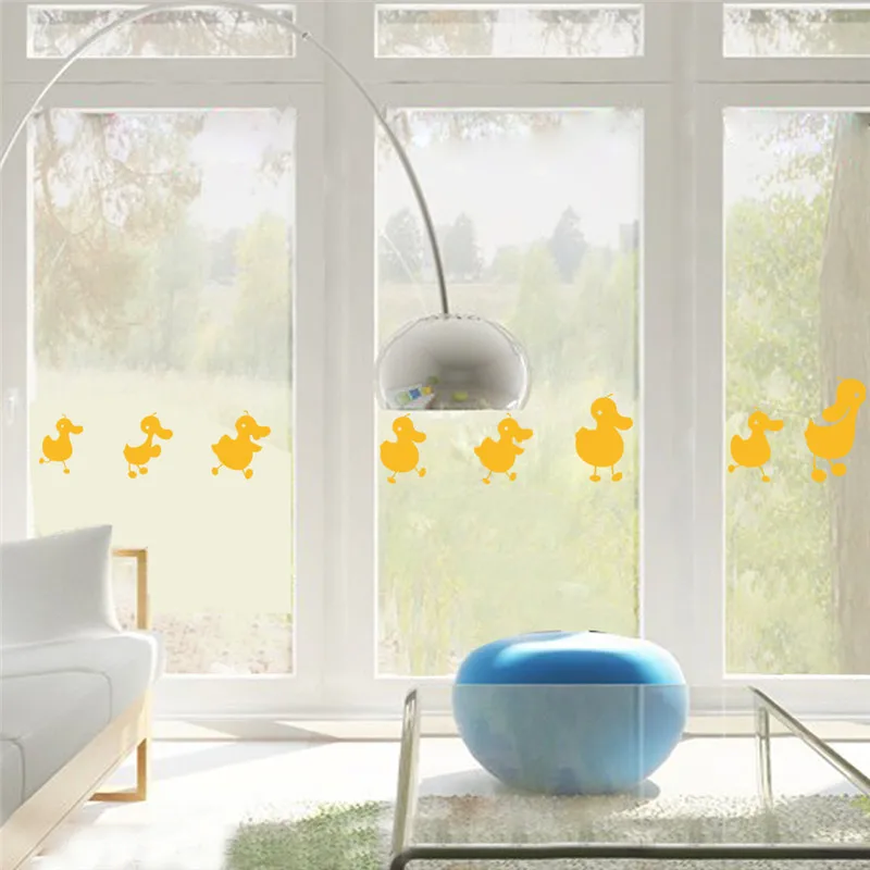 Cartoon Animals Yellow Duck Wall Stickers For Kids Rooms Kindergarten