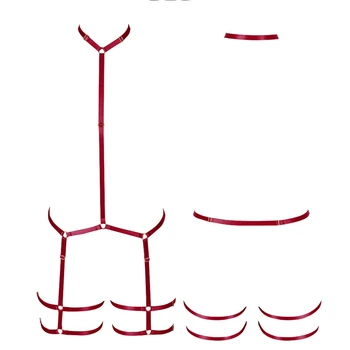 

Body Harness Womens Goth Garter Set Halloween Sexy Lingerie Bondage Harness Elastic Strappy Cage Bra Wedding Leg Garter Belt