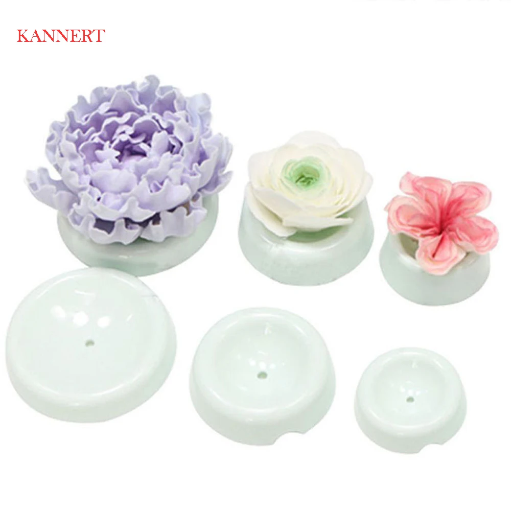 KANNERT 6pcs/set Plastic Cake Flower Drying Mold 3D Button ...