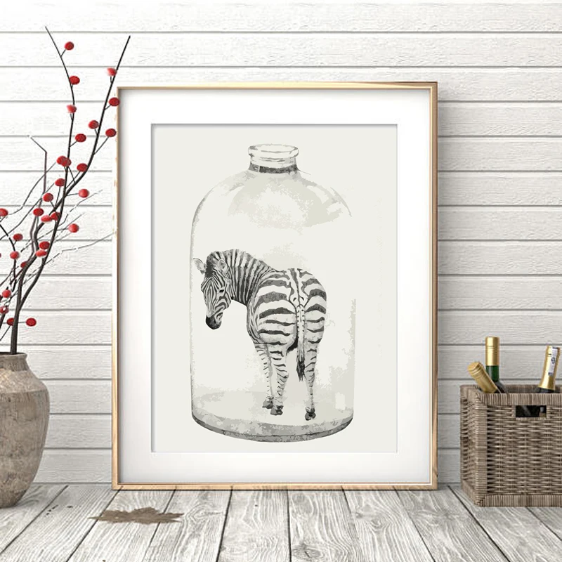 

Abstract Zebra in Bottles Art Print Painting Poster, Wall Pictures For Home Decoration, Hogar decor