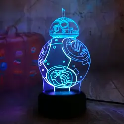 Новинка Звездные войны BB-8 3D светодиодный RGB Смешанные двойной Цвет ночник настольная фонарик, Рождественский подарок Спальня Home Decor