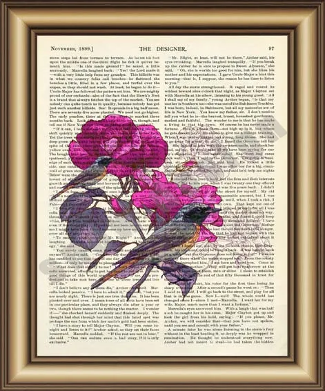 Birds Flower Dictionary Canvas Painting Wall Art Print Poster Birds Flower Dictionary Canvas Painting Wall Art Print Poster Pictures Home Decoration Vintage Book Page Decor Gifts In Calligraphy