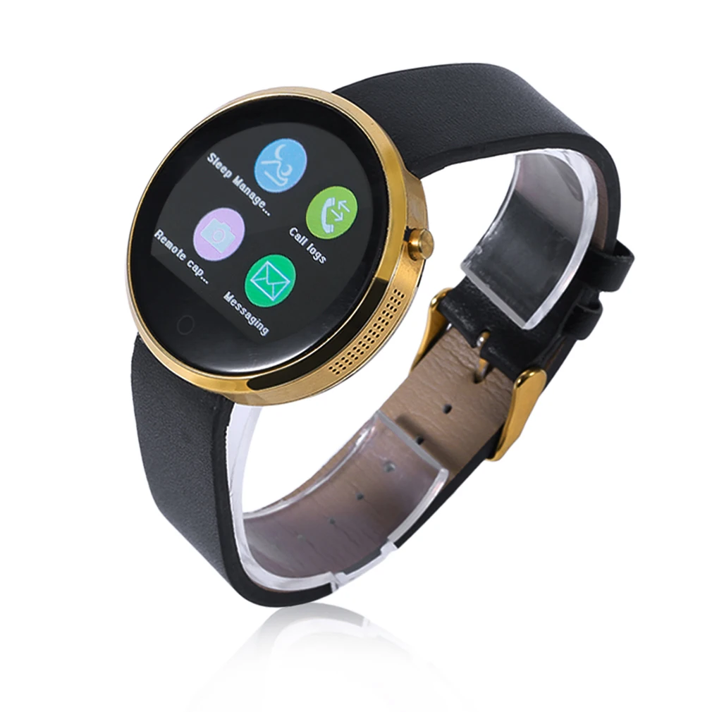 

I6 Smart Watch Round Shape Smart Watch Bluetooth Heart Rate Monitor Alarm Clock PU Leather Smart Watch 1.22 Inch Screen