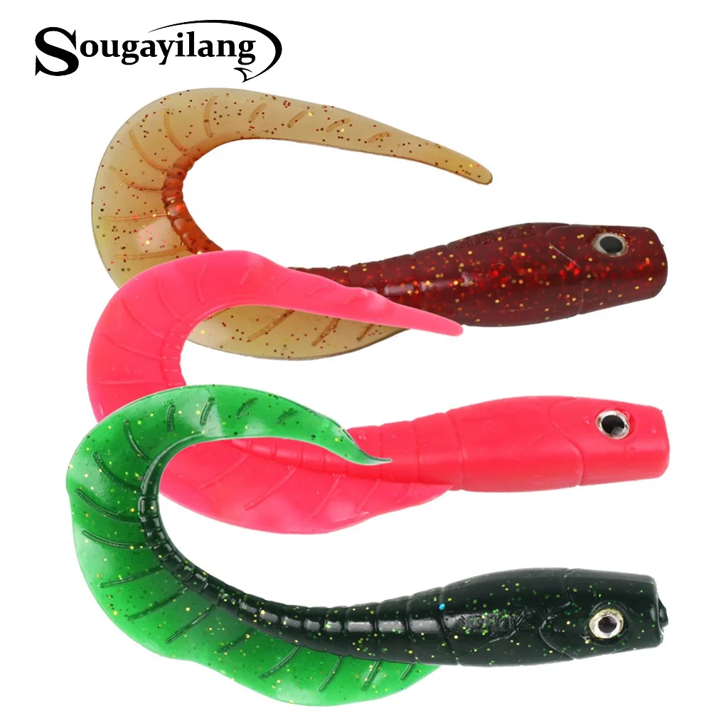 

Sougayilang 3D Fish Eyes Fishing Lure Silicone 3pcs/lot Artificial Soft Baits 16cm 10g Worm Shad Lure for Fishing Tackle