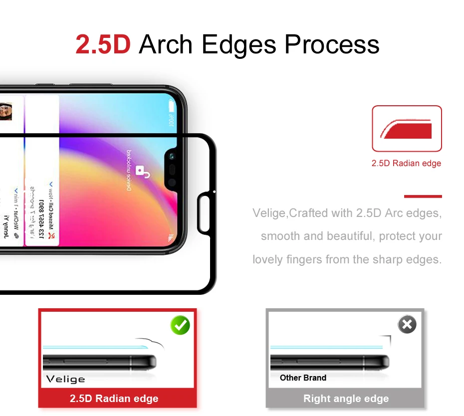 Velige Full Cover Tempered Glass for Huawei P20 Lite P20Lite Huaweip20 Lite Screen Protector Real 2.5D Anti-Scratch Glass Film (15)
