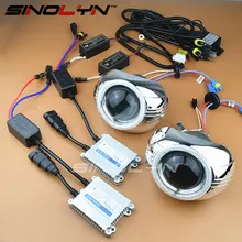 3.0” Full Metal HID Bi xenon Lens Headlight Projector Xenon Headlamp Lenses Kit For Kia Rio K2 Retrofit Angel Eyes 4300K 6000K