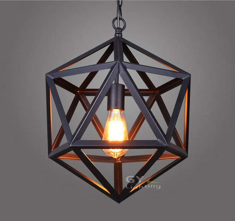 Ac100 240v d35cm ou d40cm art déco moderne vintage edison pendentif lumière polyhedron art déco