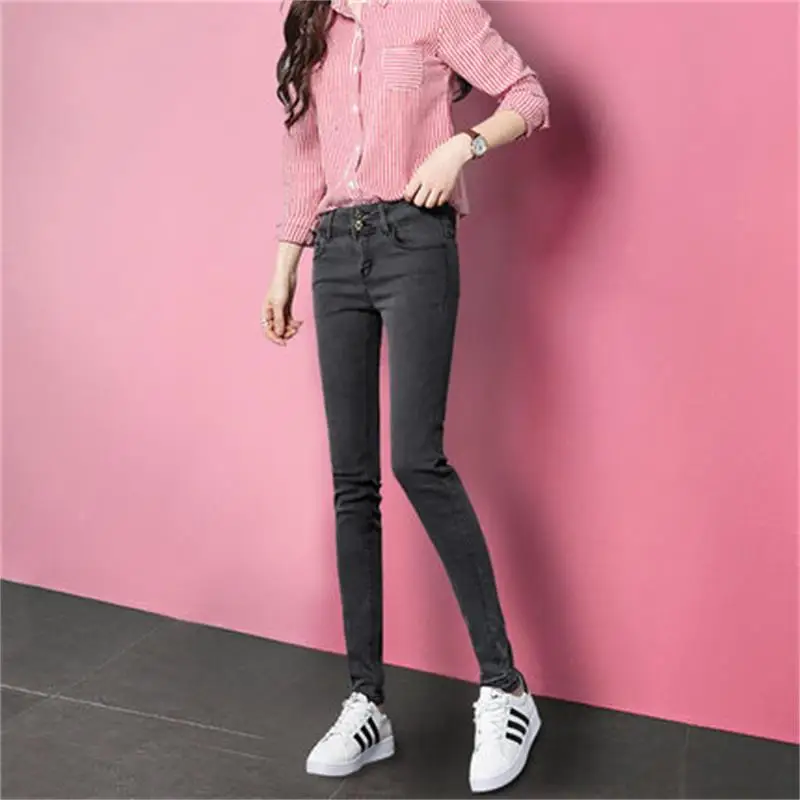 Pantalones Cintura Mujer 2018 3 Pies Lápiz Larguirucho Femenina Significativa Flacos Marea Primavera Nueva 1 2 Jeans IxvtwwT