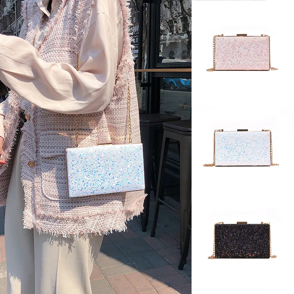 Женские трендовые сумки на плечо с блестками и металлическими квадратными элементами, женские роскошные ручные сумки, женская элегантная сумка через плечо с цепочкой