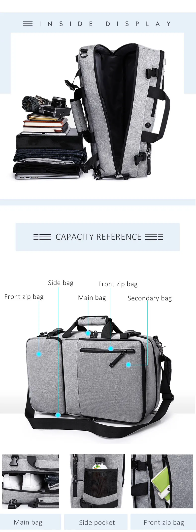 Scione, мужские многофункциональные дорожные рюкзаки с защитой от кражи, большая вместительность, багаж для ноутбука, портативные сумки, городские одноцветные сумки на плечо