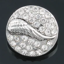 10pcs/lot Wing Feather Xinnver Snap Bracelets Crystal Metal Small 12MM Snap Buttons Fit 12MM Snap Jewelry For Women ZL035