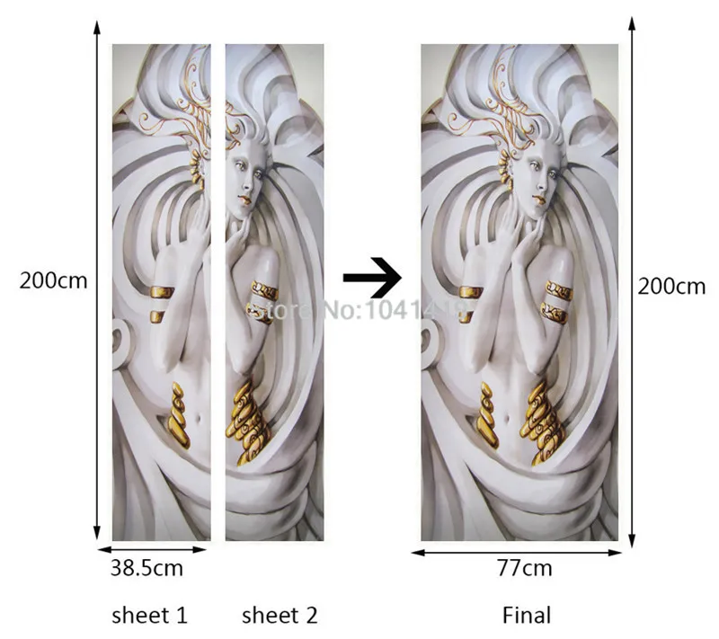 Европейский стиль 3D тисненая статуя дверь стикер Самоклеющиеся водоотталкивающие обои гостиная отель Декор стены стикер 3 D