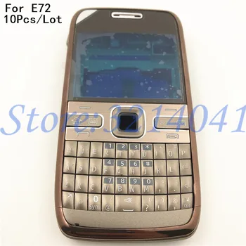 

10Pcs/Lot Original For Nokia E72 Housing Front Faceplate Frame Cover Case+Back cover/battery door cover+Keypad+Logo