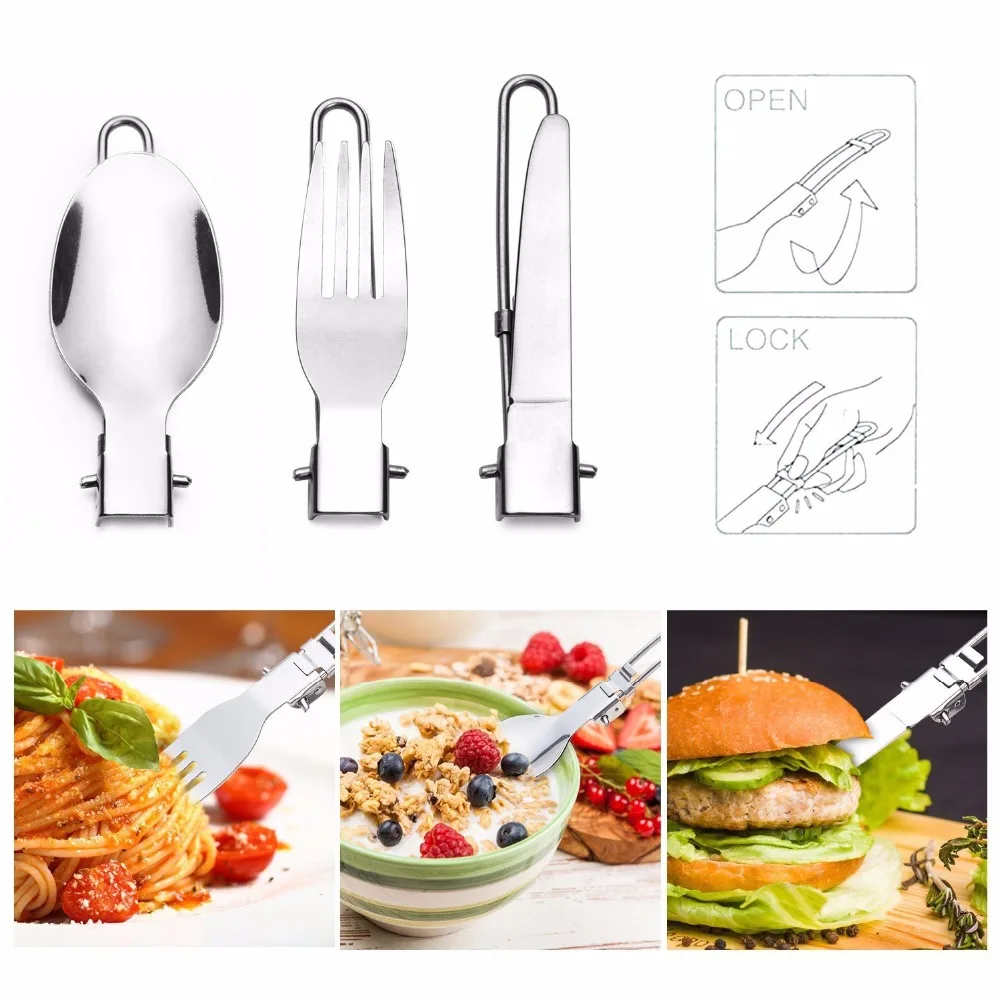 1 Unidades de utensilios de cocina olla juegos Mini estufa de Gas con soporte tenedor cuchara cuchillo utensilios al aire libre vajilla cena Picnic vajilla