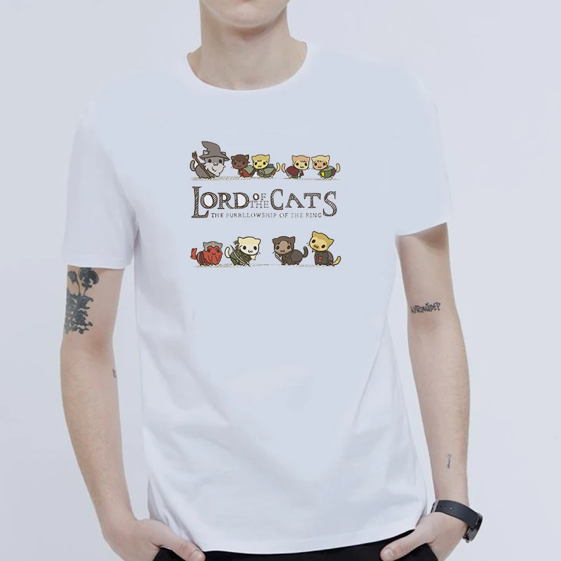 

2019 Man New Tee Summer Men Fashion Pure Cotton T-shirt Breathable Print The Furrlowship of the Ring Top Quality Casual Tee
