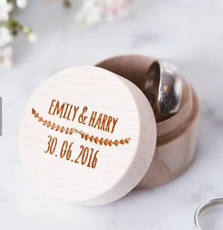 

custom design names date Engraved Wooden Wedding Couples Ring keepsake bearer Boxes engagement party favors Gift for Couples