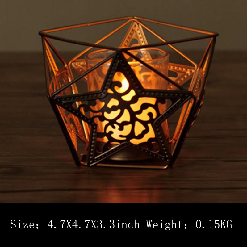 L146-KAYIYO Black Bohemian Style Metal Desk Stand Candle Holders Wedding Candlestick Morocco Tealight Candle Holder (4)