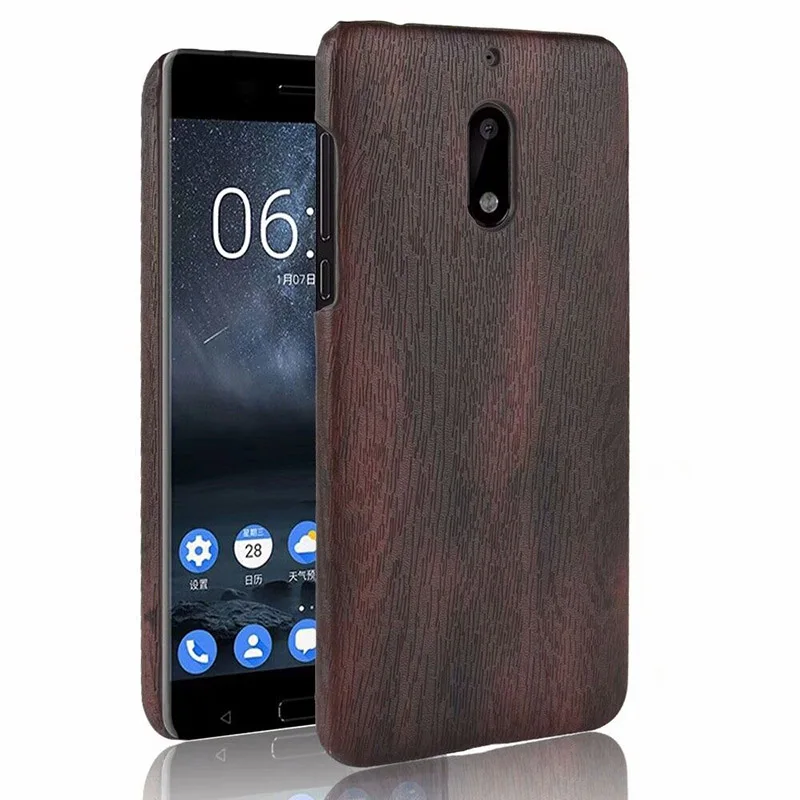 

Wood Grain Pattern Hard Back Cover For Nokia 3 5 6 8 Case Anti-Knock Leather Cover For Nokia 6 2018 7 Plus Case Vintage Coque