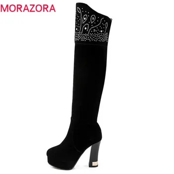 

MORAZORA 2020 black over the knee boots women shoes round toe autumn winter boots fashion sexy long boots platform shoes woman