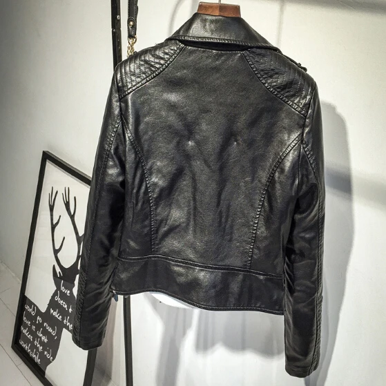 incredible Brand Motorcycle PU Leather Jacket Women Winter And Autumn New Fashion Coat 2 Color Zipper Outerwea