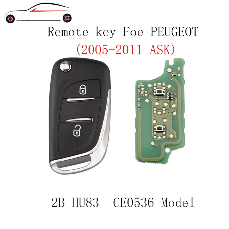 

GORBIN Modified Flip Car Remote Key DIY For PEUGEOT 207 208 307 308 408 2005-2011 2Buttons HU83 Blade ASK signal 433Mhz&PCF7961