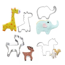 4pcs Metal Cookie Cutters Animals Stainless Steel Cookie Mould Pastry Cutter Fondant Set Kitchenaid Tools For Baking Supplies