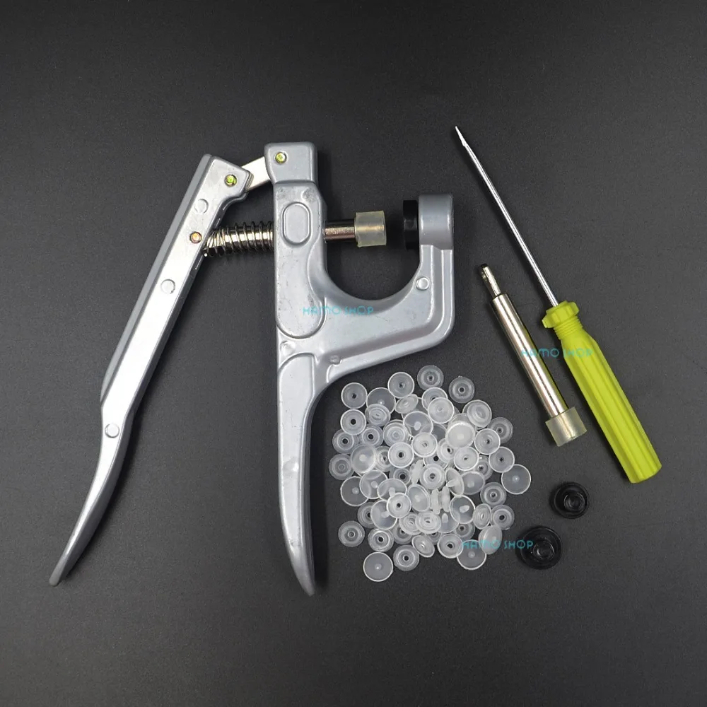 

100pcs T3 Clear Plastic Snap Button Fasteners Press Studs + 1pcs Normal Quality Snap Button Tools