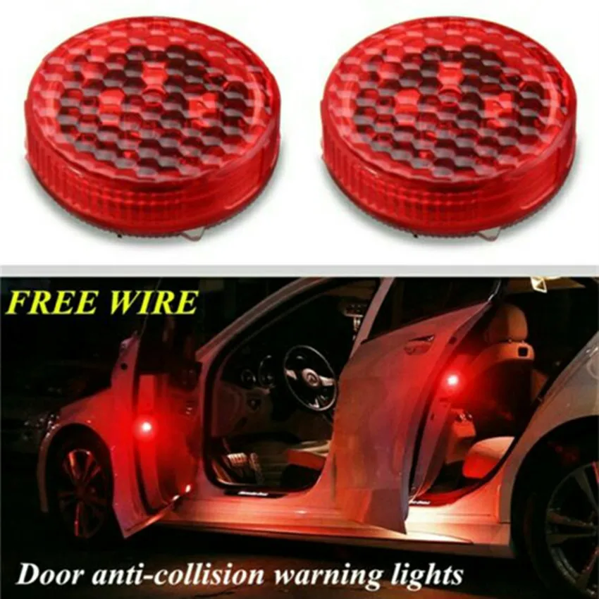 2Pcs LED Warning Light Car Door Sticker Warning Light
