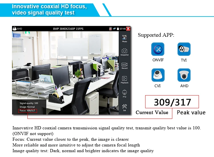 Além de Câmera Monitor com Wif Atualize Cctv Tester H.265 4 k 8mp Tvi Cvi Ahd Analógico 5-em-1 Pulso Ipc-1800 ip 10 tester h.265 4 k ip 8mp tvi