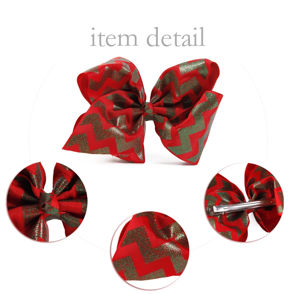 David accessories " х 8" Блеск полосы большие банты для волос заколка для волос ручной работы корсаж с лента заколки, 1Yc3309