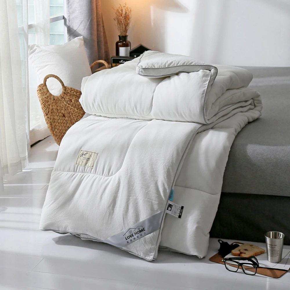 Плотные зимние стеганые одеяла с принтом белого цвета, стеганое одеяло из полиэфирной ткани, двойное полное стеганное одеяло королевы и короля