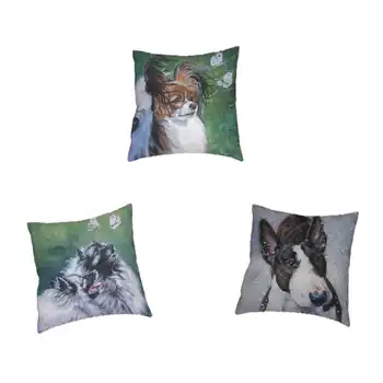 

2018 hot cute animal dog pattern cushion cover Corgi dog Bull Terrier snow Nailui leather home office sofa decorative pillowcase
