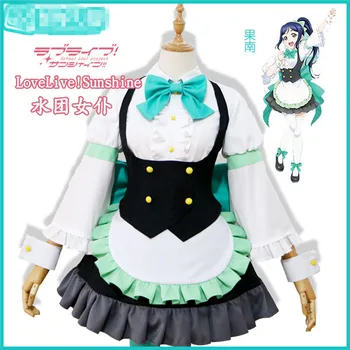 

Anime Cosplay Costume Aqours Love Live Sunshine Kanan Matsuura Dress Lovely Black White Maid Wear Full Sets A