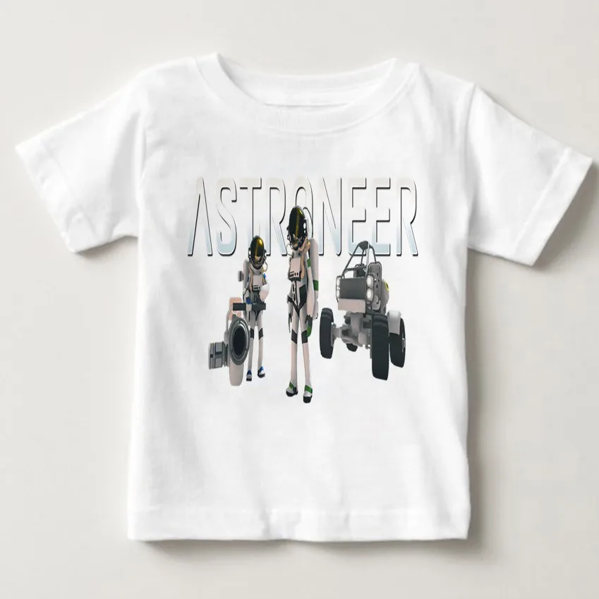 White childreT-shirt Детская футболка с космическими приключениями г. Летняя куртка платье с принтом любимых игр для мальчиков чистый хлопок, MJ - Цвет: White childreT-shirt