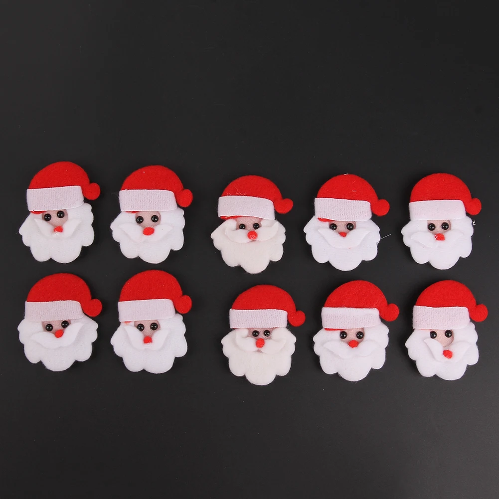 10 шт Рождественская наклейка Санта Клаус рождественские украшения для дома патч мягкий фетр Аппликации Аксессуары Noel