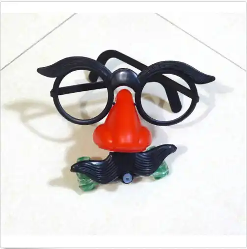 1pc Funny Humor Toy Clown Glasses Costume Ball Round Frame Red