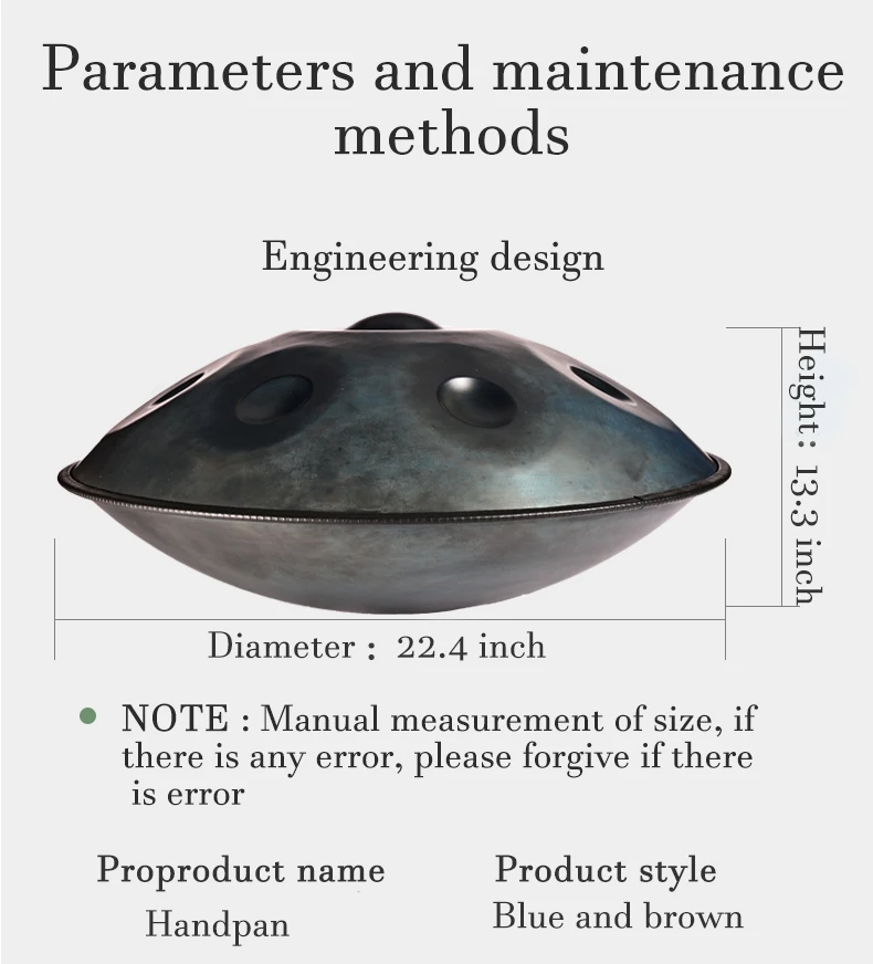CVNC Harmonic Handpan серый цвет 9 Примечание стальной язык ударный барабан 21,65 дюймов(55 см) ручной барабан ручной поддон висячая сумка