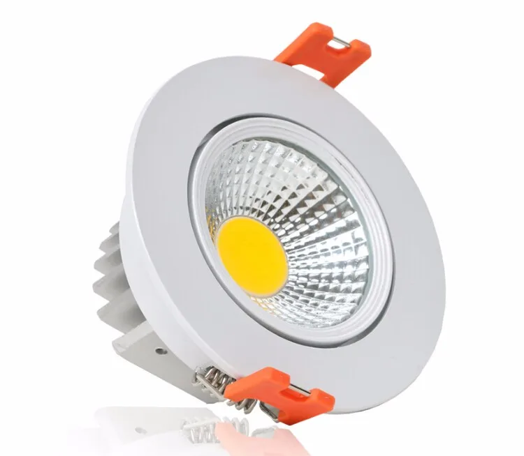 Led para Baixo Frete Grátis Regulável Quente Branco - Frio Prata Shell Cob Levou Downlight Recesso Lâmpada Ac85-265v 9 w 3 Luzes e Iluminação