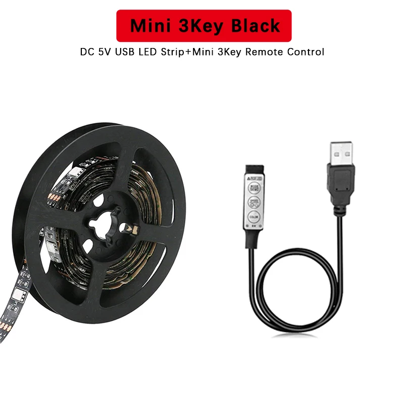 USB Светодиодные ленты светильник ТВ Подсветка 5V Водонепроницаемый RGB SMD 5050 светодиодный лента светильник s для компьютера украшение для ПК светильник Инж - Испускаемый цвет: Mini 3Key Set