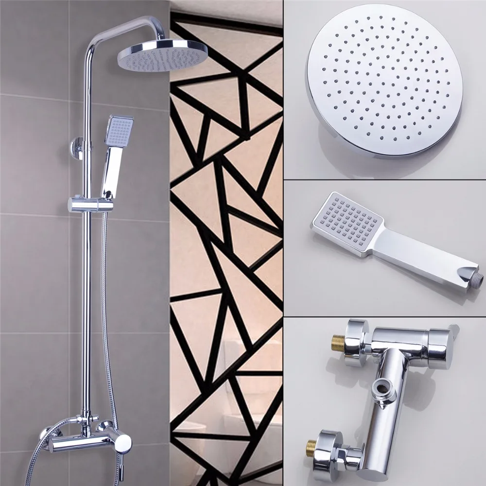 Fashion Bathroom Sprinkler Rainfall Shower Head Shower Faucet Set Deck Mounted Polished Chrome Mixer Taps