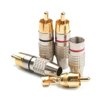 

4PCS RCA Male Plug 24K Gold Plated Non Solder Audio Video Locking Connector High Quality