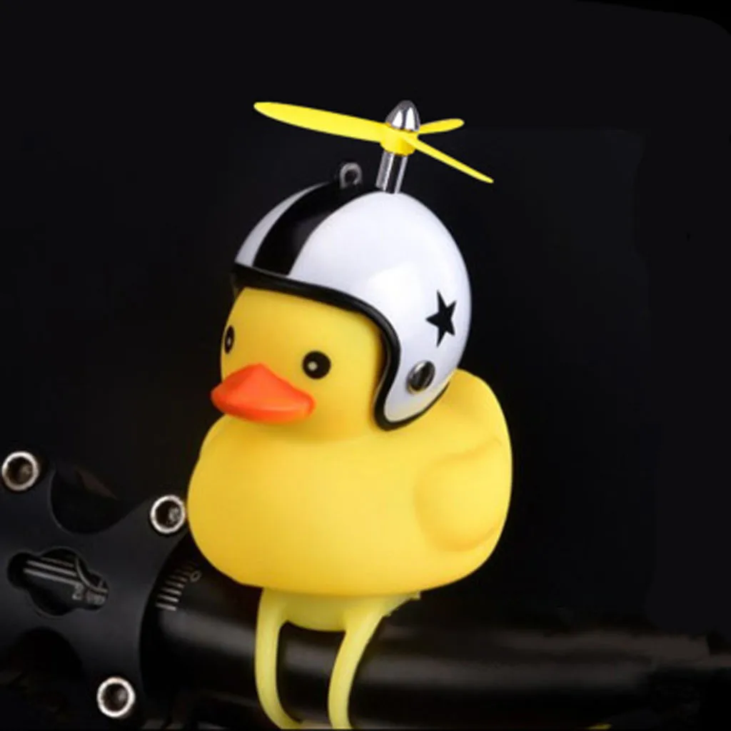 Flash Deal 1pcs Cartoon Yellow Silica Gel Little Duck Shape Bicycle Bells Shining Mountain Bike Handlebar Duck Head Light Accessories New 6