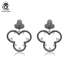 ORSA JEWELS дизайн женские сережки с подвесками форма цветка сливы в покер черный AAA CZ Клубные серьги Винтажные Ювелирные изделия OE229