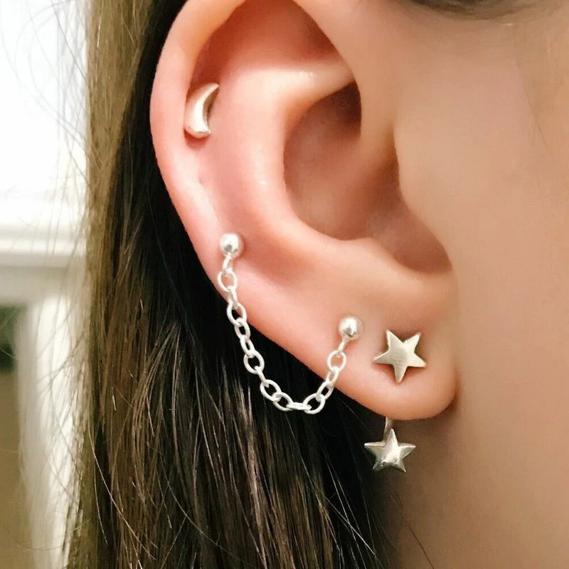 little star moon earrings