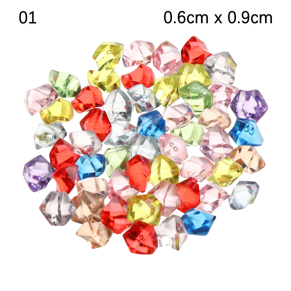 50Pcs/bag Colorful Acrylic Fish Tank Ornament Crystal Ice Cubes Stone Ice Rocks Vase Filler Pebble for Wedding Garden - Цвет: 0.6x0.9cm