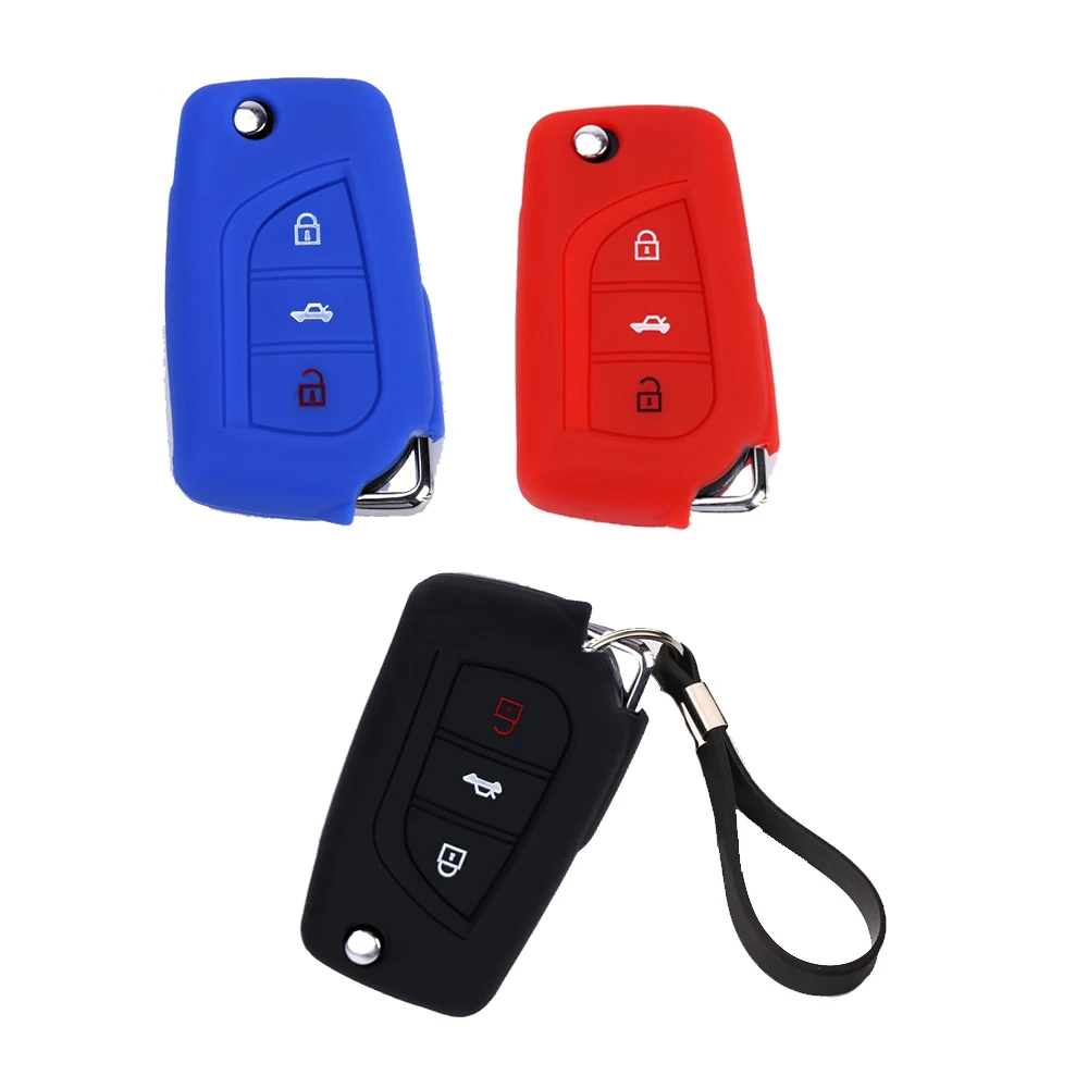 

Car Key Case Cover Silicone For Toyota Auris Corolla Avensis Verso Yaris Aygo Scion TC IM Reiz Rav4 Camry Prado Crown Hilux