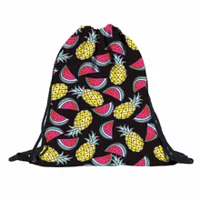 ISHOWTIENDA рюкзак на шнурке Модный женский рюкзак унисекс 3D Ананас арбуз сумка для покупок mochila cuerdas