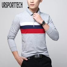 Брендовая весенне-осенняя рубашка поло, мужская хлопковая Повседневная рубашка поло с длинным рукавом, полосатая однотонная Удобная рубашка поло высшего качества