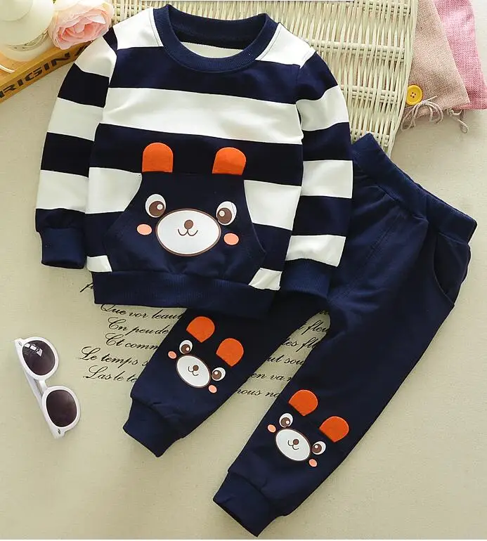 Одежда для маленьких мальчиков Осенняя футболка с длинными рукавами и рисунком+ повседневные брюки, костюм детская одежда, спортивный костюм, одежда для мальчиков - Цвет: Синий